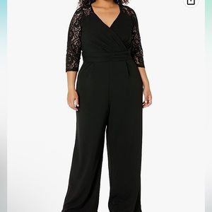 City Chic black jumper wide leg lace arms New stretchy women’s size XL or 22